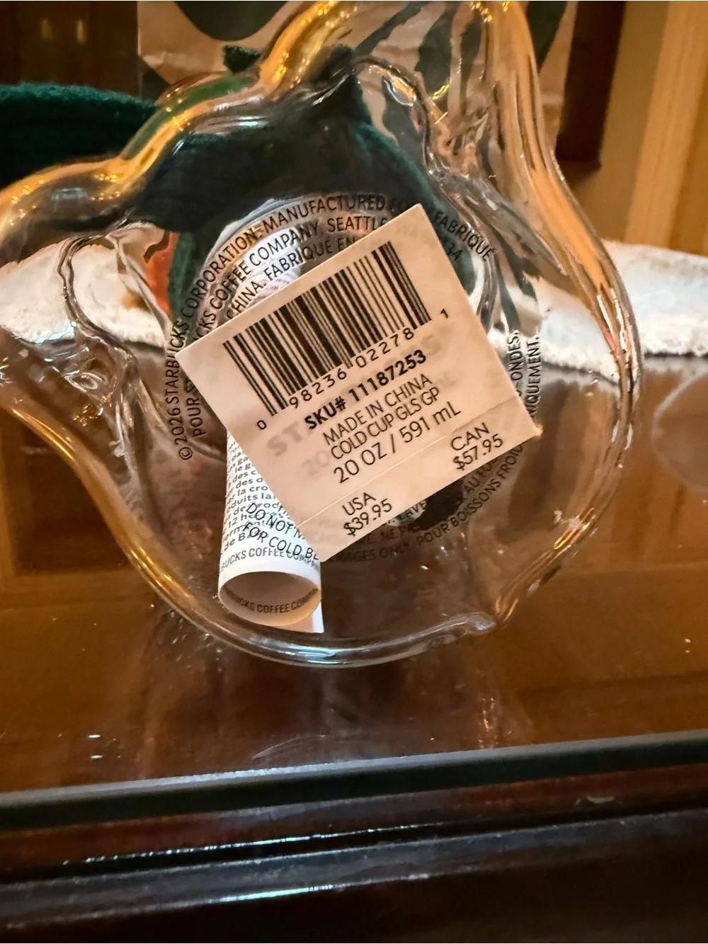 Starbucks x Peanuts Snoopy Glass Cold Cup 20 oz (Fall 2026 Collection)